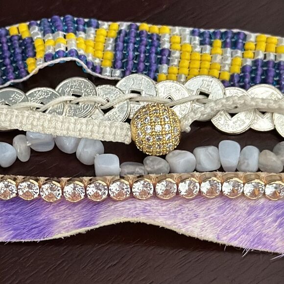 Victoria Emerson Boho Cuff Bracelet – Purple Multi-Strand - Picture 6 of 8